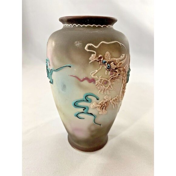 Moriage Dragonware Dragon Vase 5" Made in Japan Relief Raised Handpainted - Picture 7 of 8